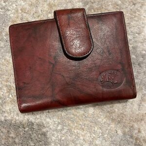 Buxton Genuine Leather Reddish Brown Bifold Wallet Like New Vintage Style